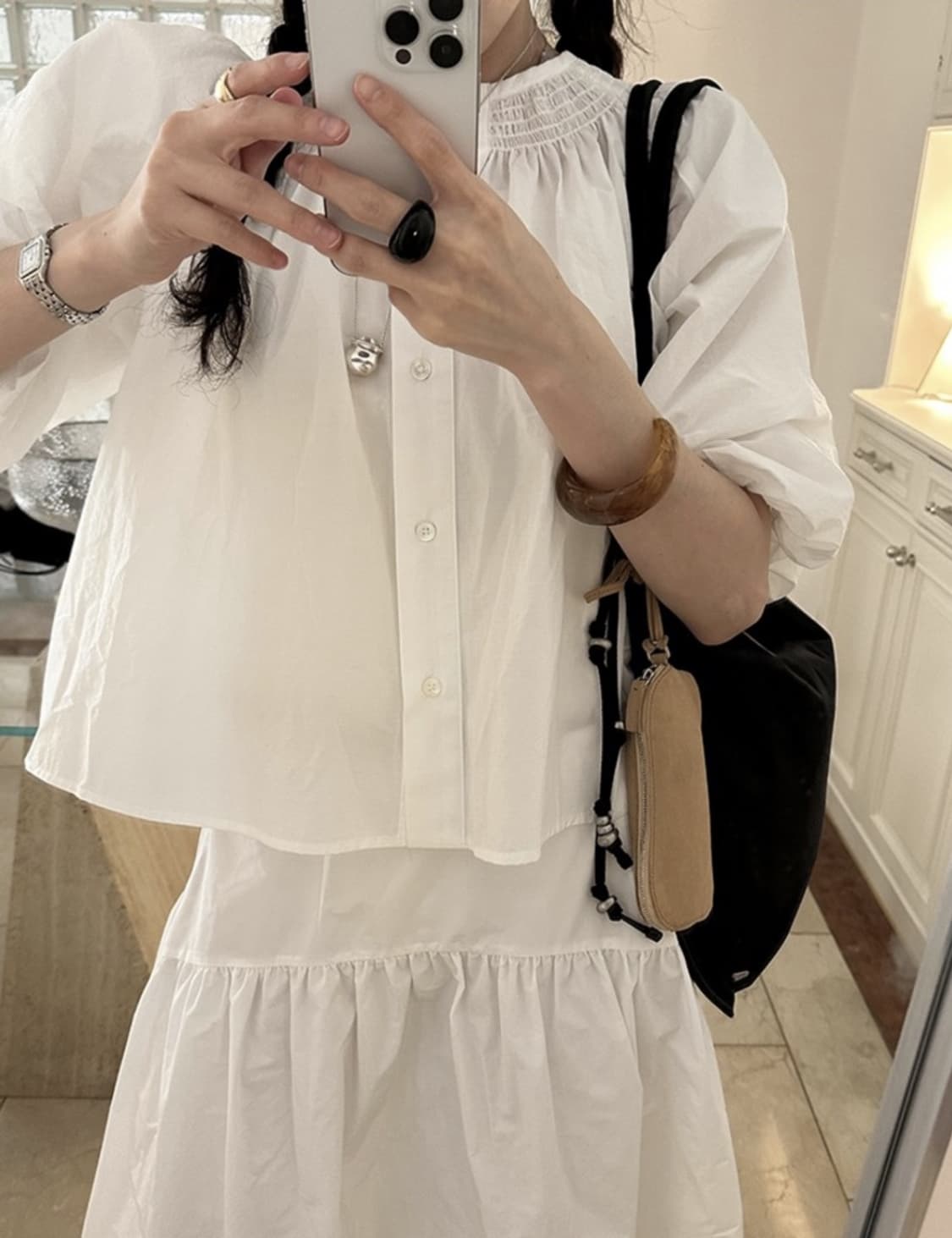 새상품) 리본빛x아카이브앱크 스웨이 롱 스커트(화이트) 상품이미지1