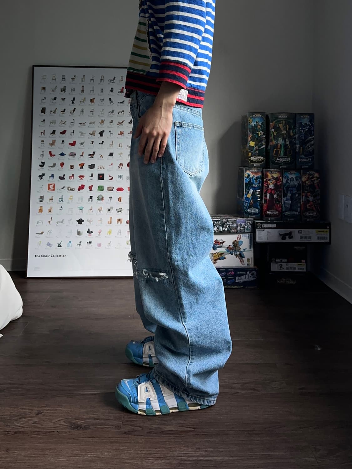 MOHHE 리프드 와이드 스트레이트 진 상품이미지5