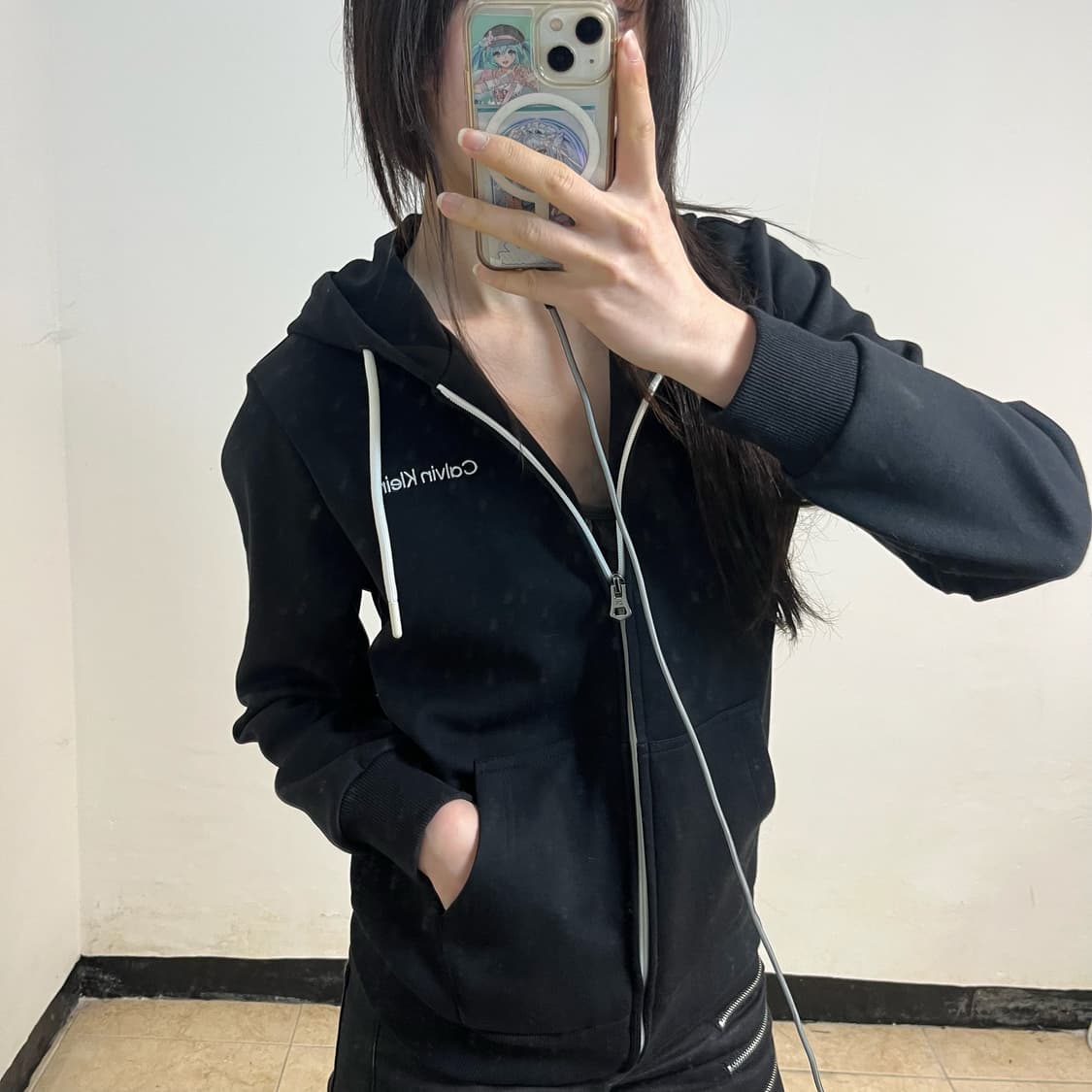 Calvin Klein black hood zip-up 상품이미지2