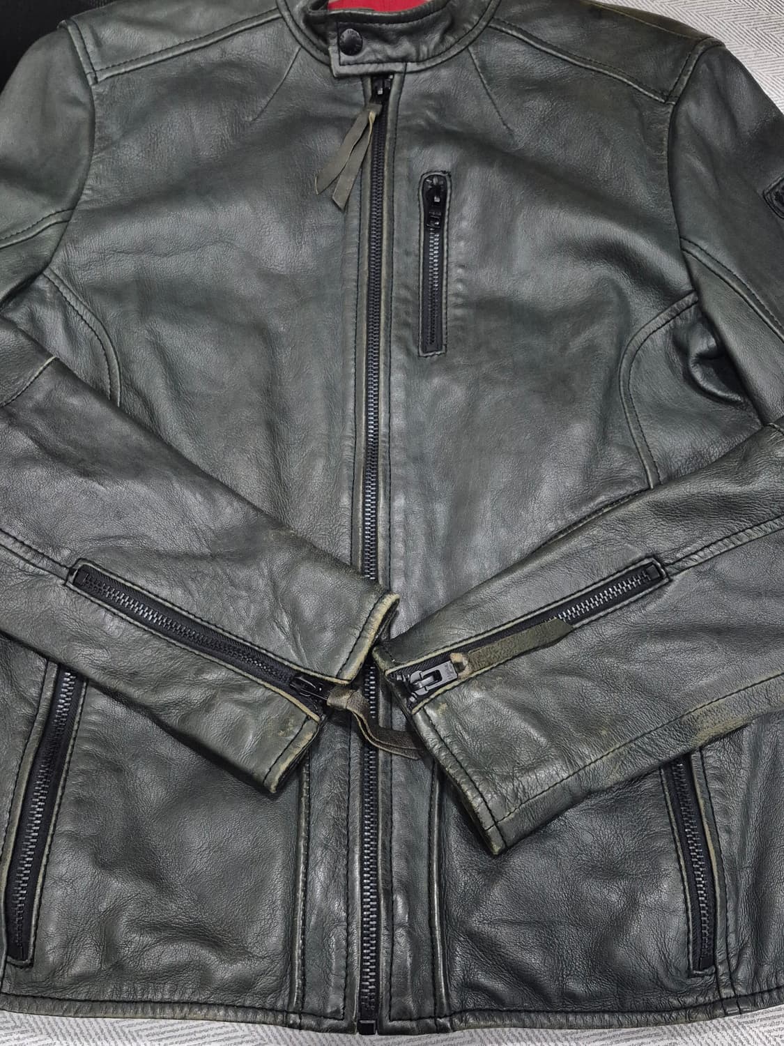 tigha 티하 양가죽 라이더 자켓 청록색 남성 95~슬림100사이즈 상품이미지3