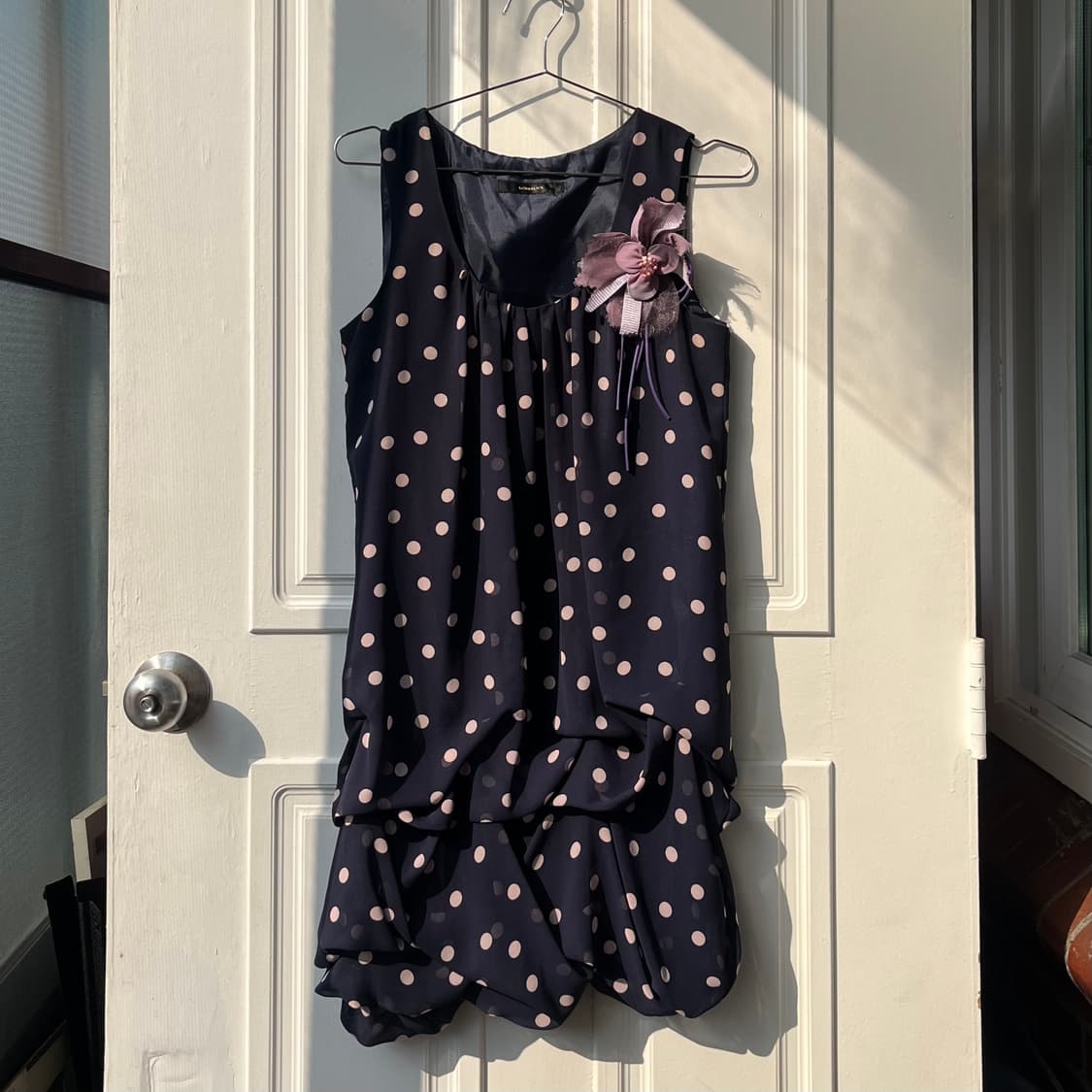 Polka dot mini 하라주쿠 도트 원피스 네이비 핑크 상품이미지1