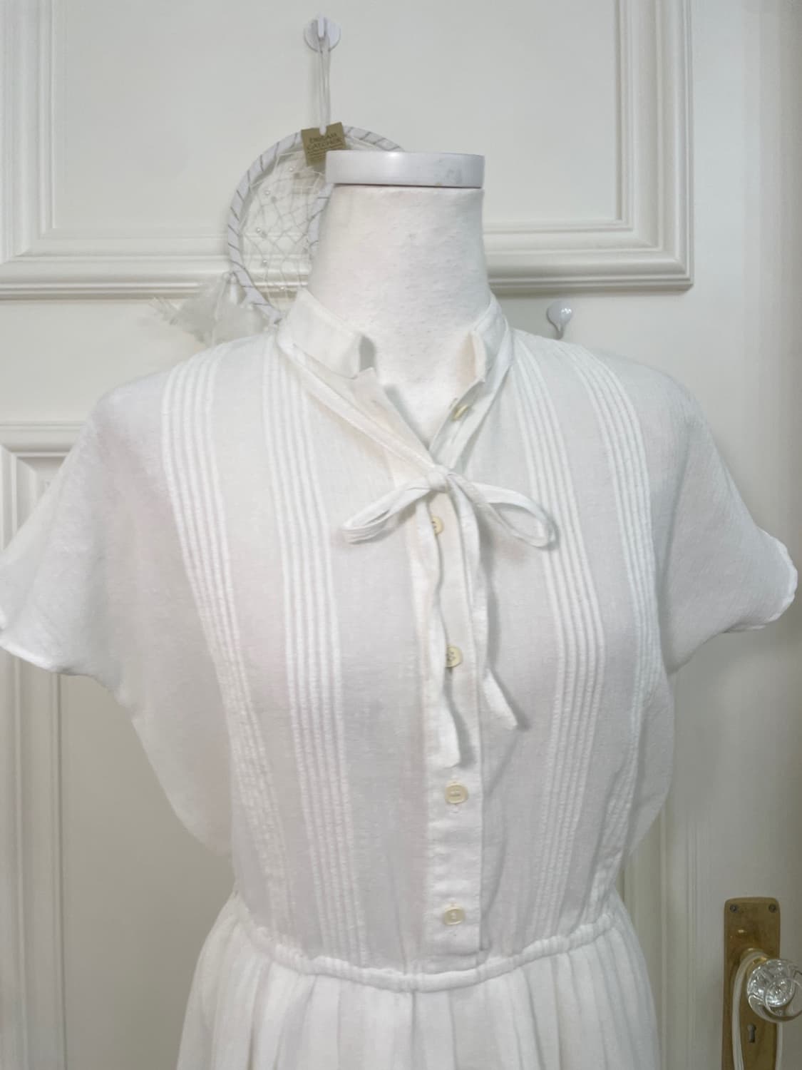 white bow point pleats button summer opc 상품이미지6
