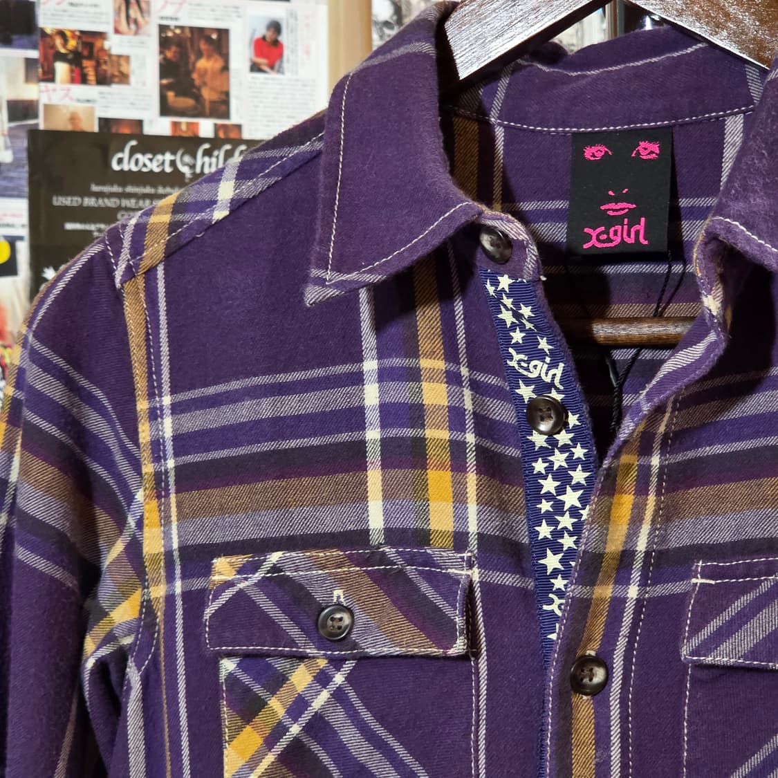 JPN 엑스걸 퍼플 체크 하프 점프슈트 상품이미지2