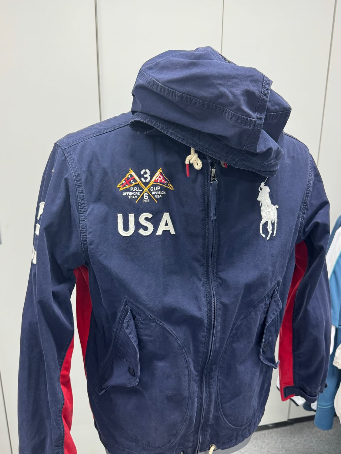 폴로 랄프로렌 USA 면 후드 자켓 네이비 L 상품이미지4