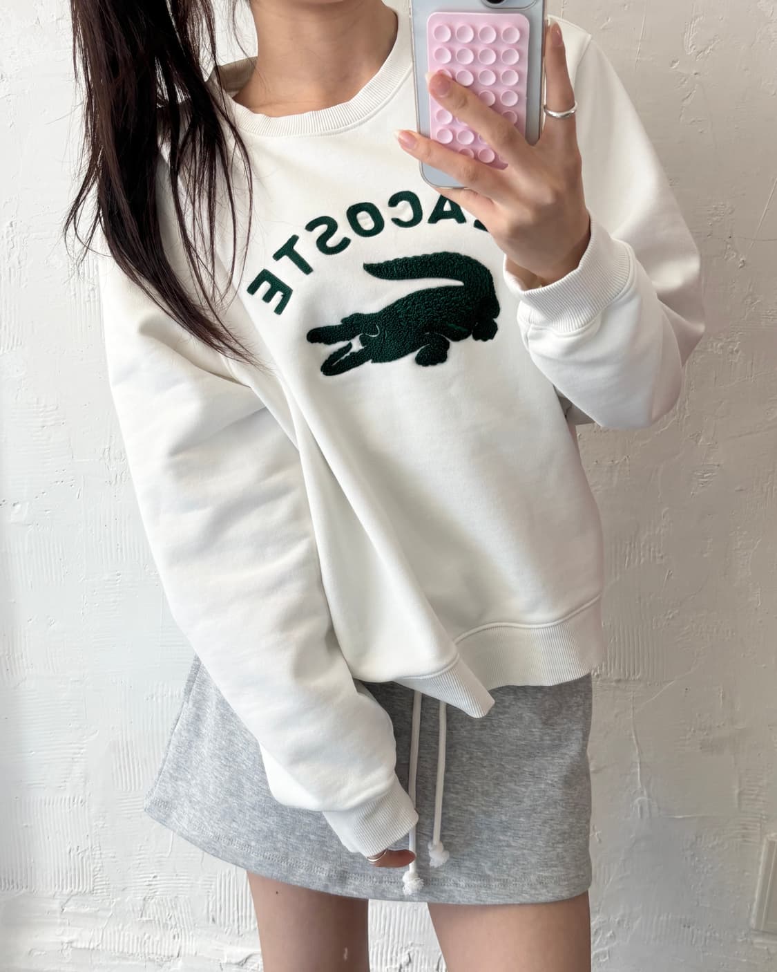 Lacoste 라코스테 화이트컬러 빅크록 맨투맨 (36) 상품이미지1