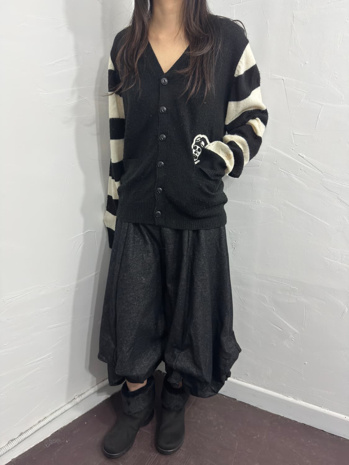 skull stripe detail cardigan 상품이미지4