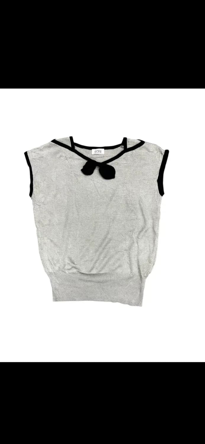 T127 빈티지 JPN 리본디테일 슬리브 리스 탑 OS 상품이미지1