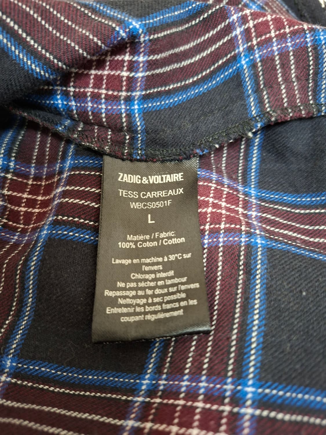 [여성] 자딕앤볼테르 정품 체크 셔츠 L 상품이미지6