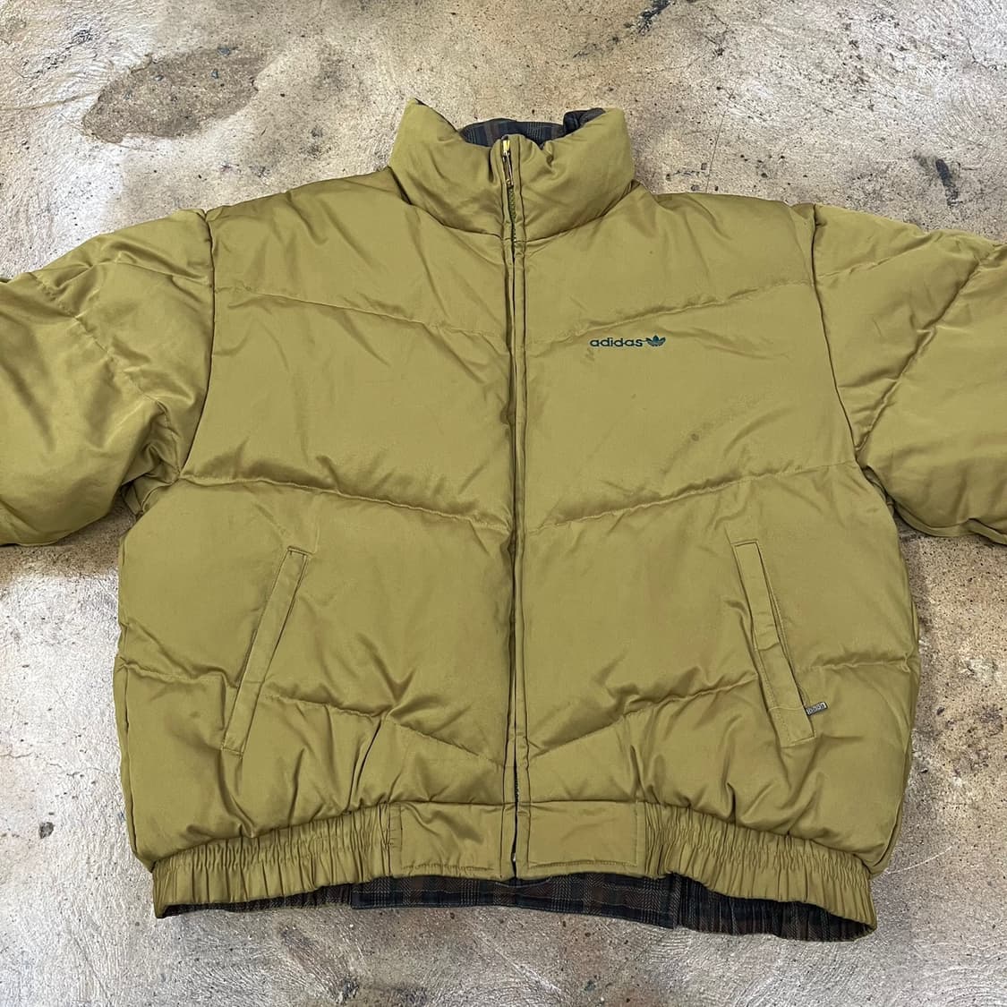 아디다스 양면 리버시블 체크 연두 그린 숏패딩 95 상품이미지5