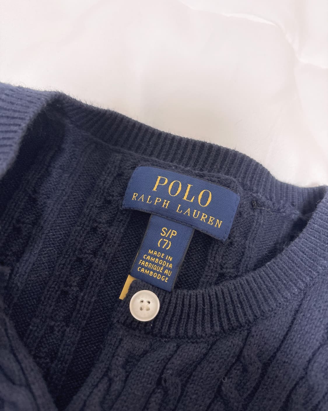 폴로 랄프로렌 걸즈 가디건 케이블 네이비 S 상품이미지3