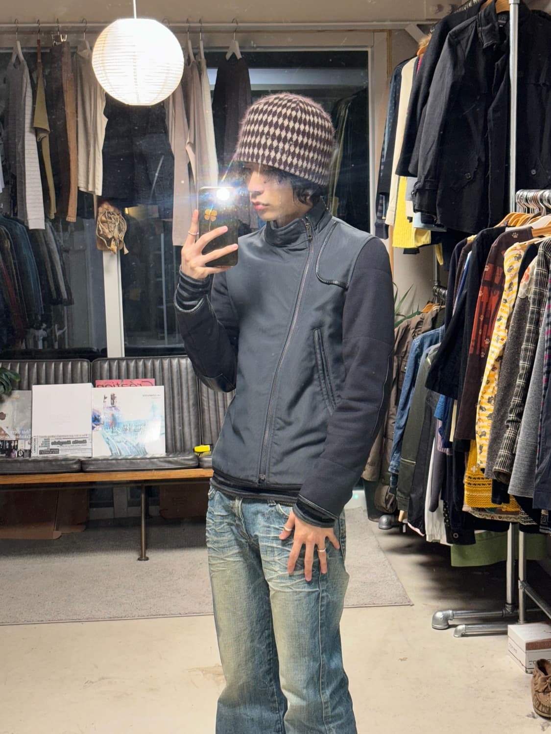 Ca4la 앙고라 체크 비니 상품이미지3