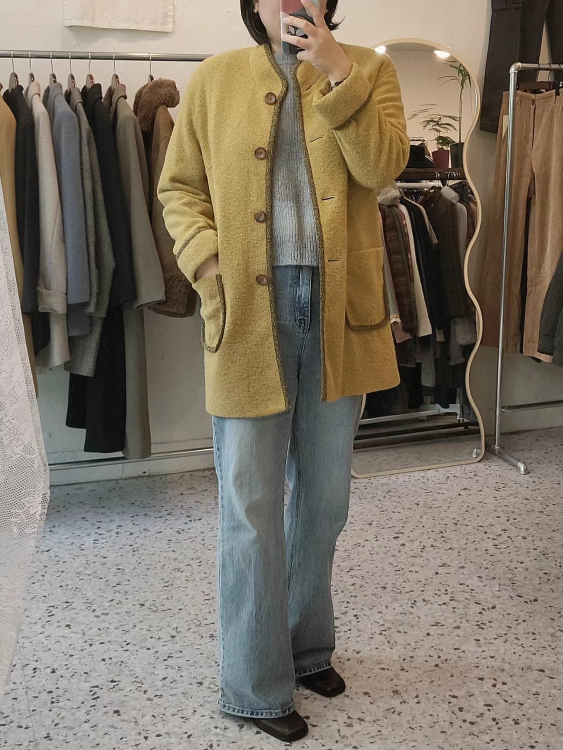 머스터드 울부클 오버핏 코트 상품이미지10