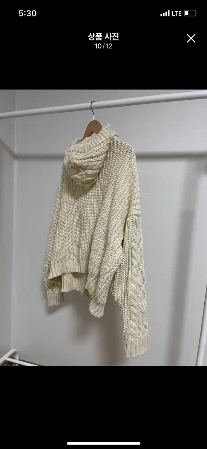 러브미모어 아이보리 꽈배기 니트 후드 가디건 더플 떡볶이 단추 빈티지 상품이미지9