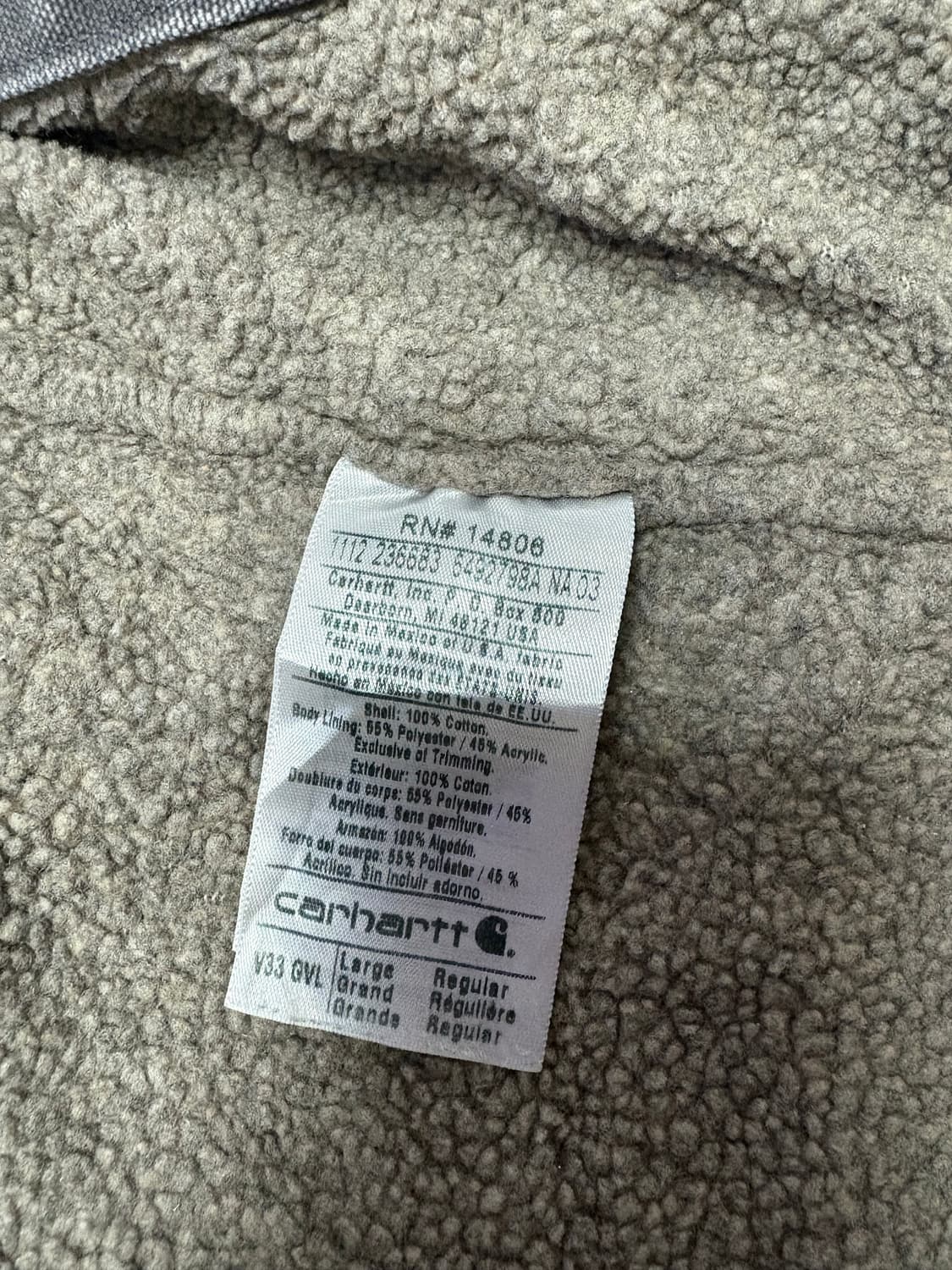 칼하트 V33 GVL 셰르파 안감 샌드스톤 모크 넥 베스트 상품이미지5