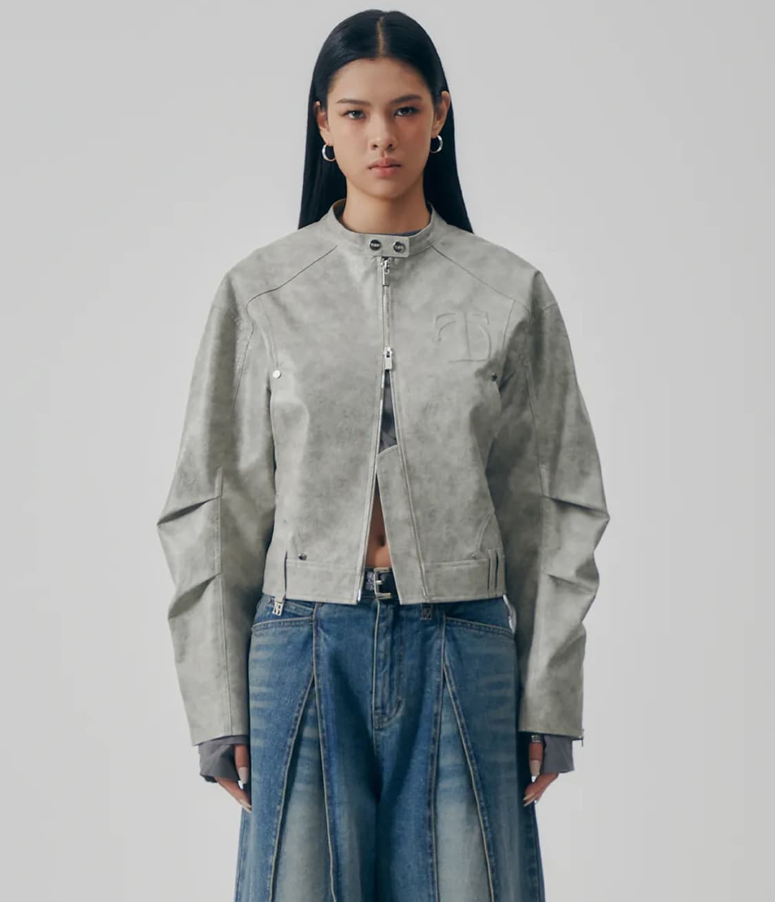 (새상품) Moto Cropped Leather Jacket [ Ligh 상품이미지1