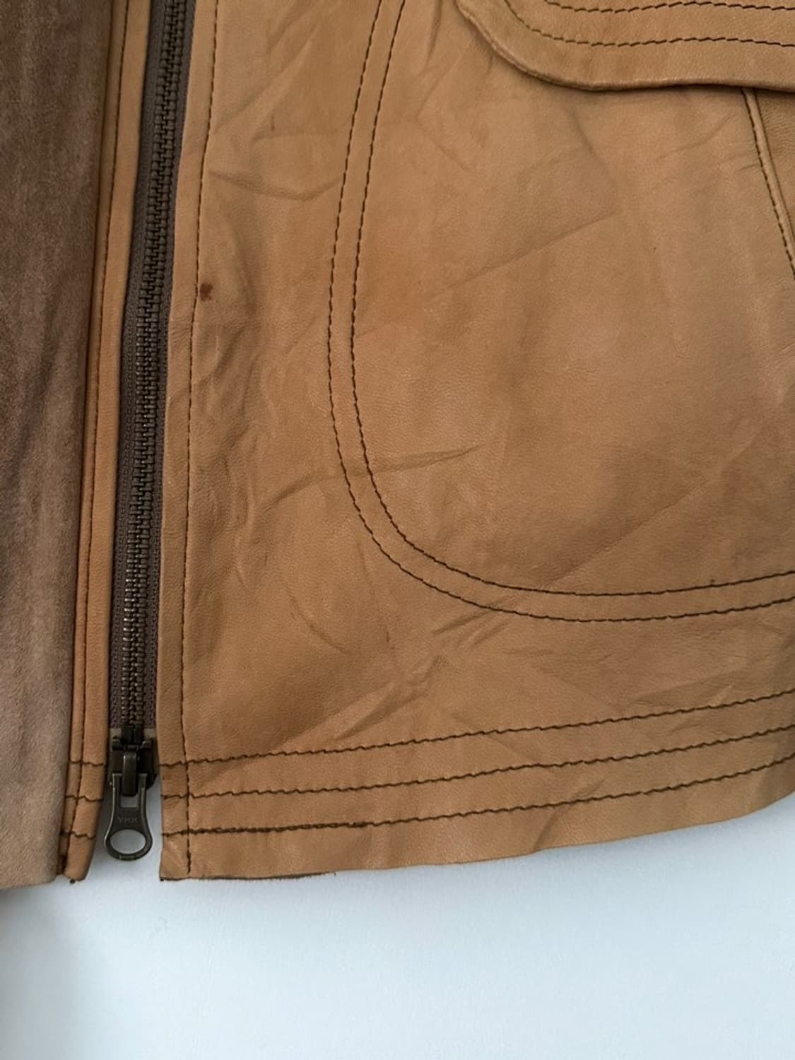 High neck ribbed sheep skin jacket 상품이미지5