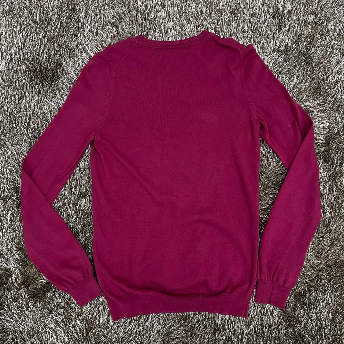 라코스테 LACOSTE 버건디 코튼 브이넥 니트 34 상품이미지5