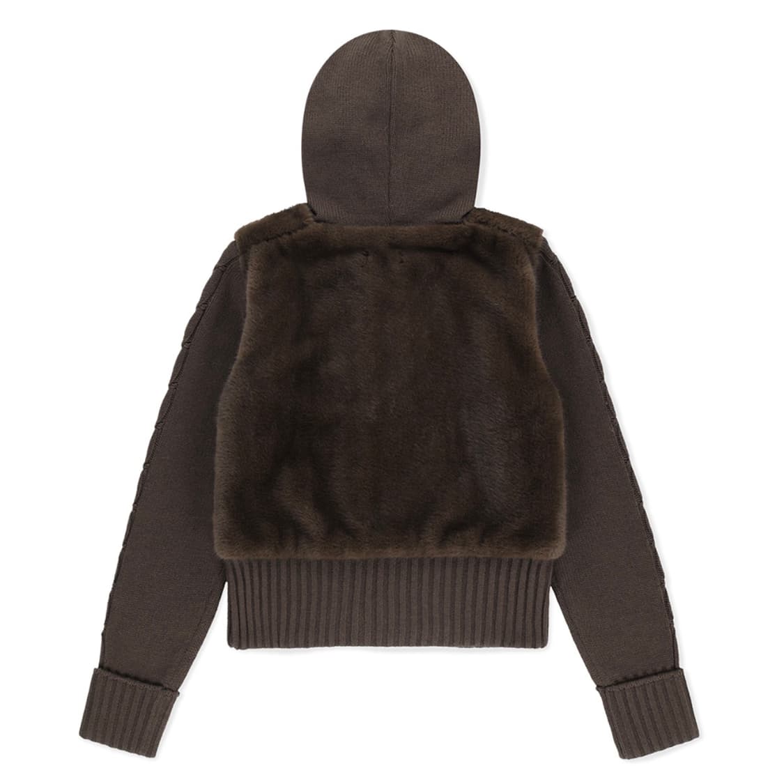 썬러브 W Faux Fur Knit Zip Jacket Brown 상품이미지2