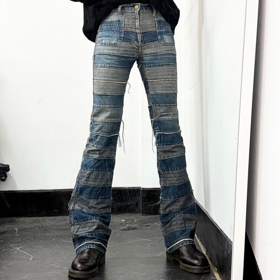 히스테릭 글래머 패치워크 플레어 데님 팬츠 상품이미지1