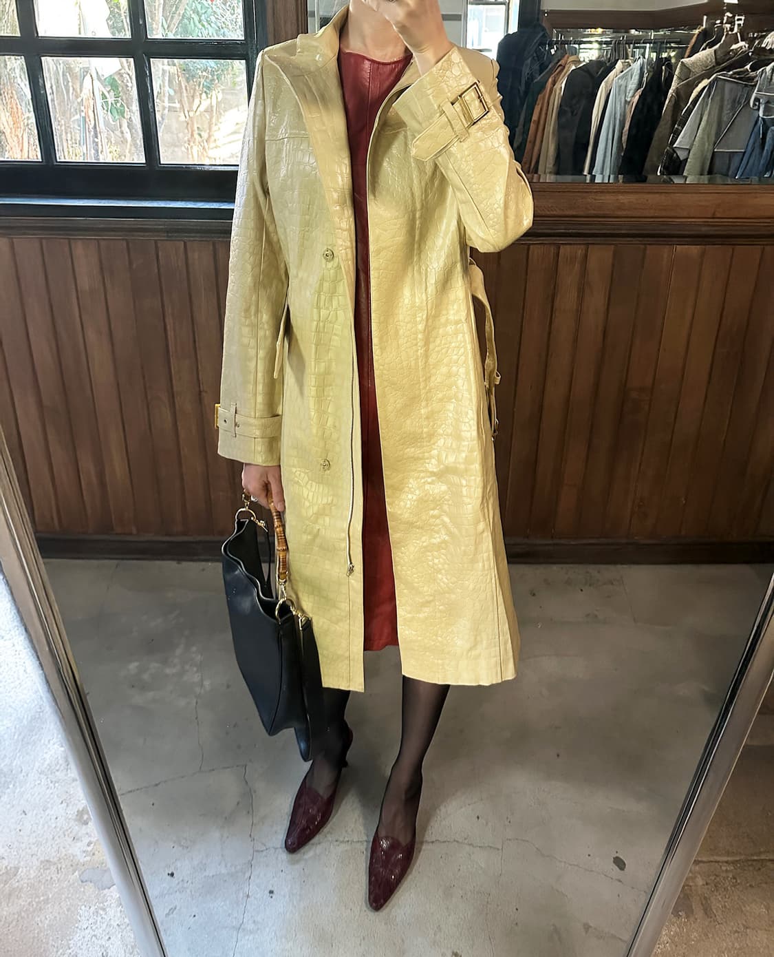 CECIL MCBEE faux leather trench coat 상품이미지3