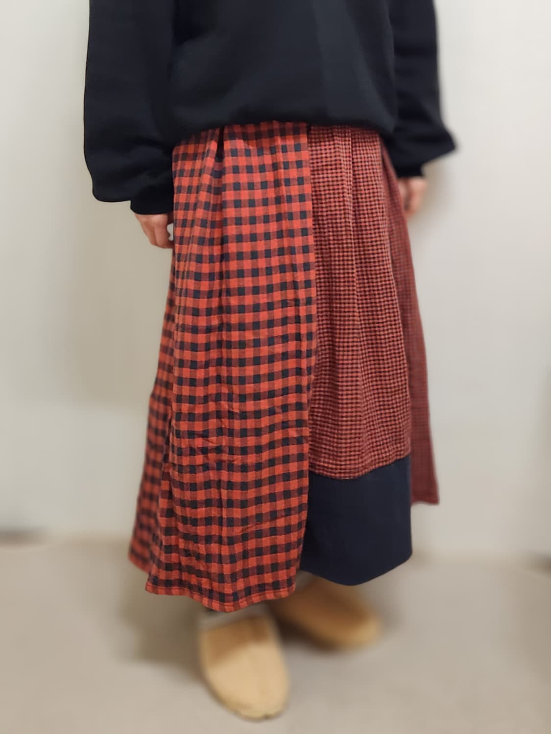 [기장수선가능] 360도 양면 보헤미안 아메카지 패치 롱스커트 상품이미지2