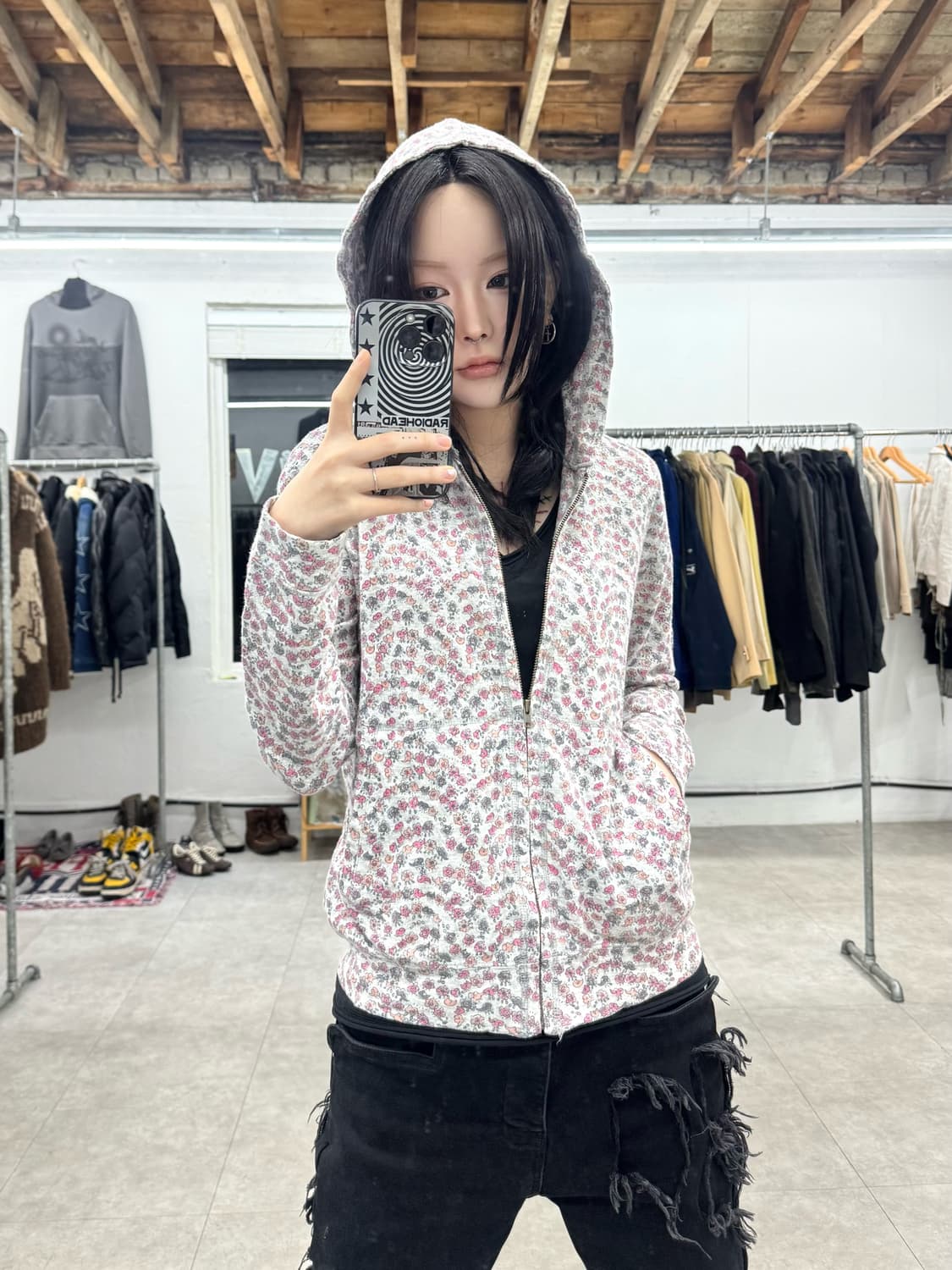 츠모리 치사토 리버티 플라워 후드 집업 상품이미지1