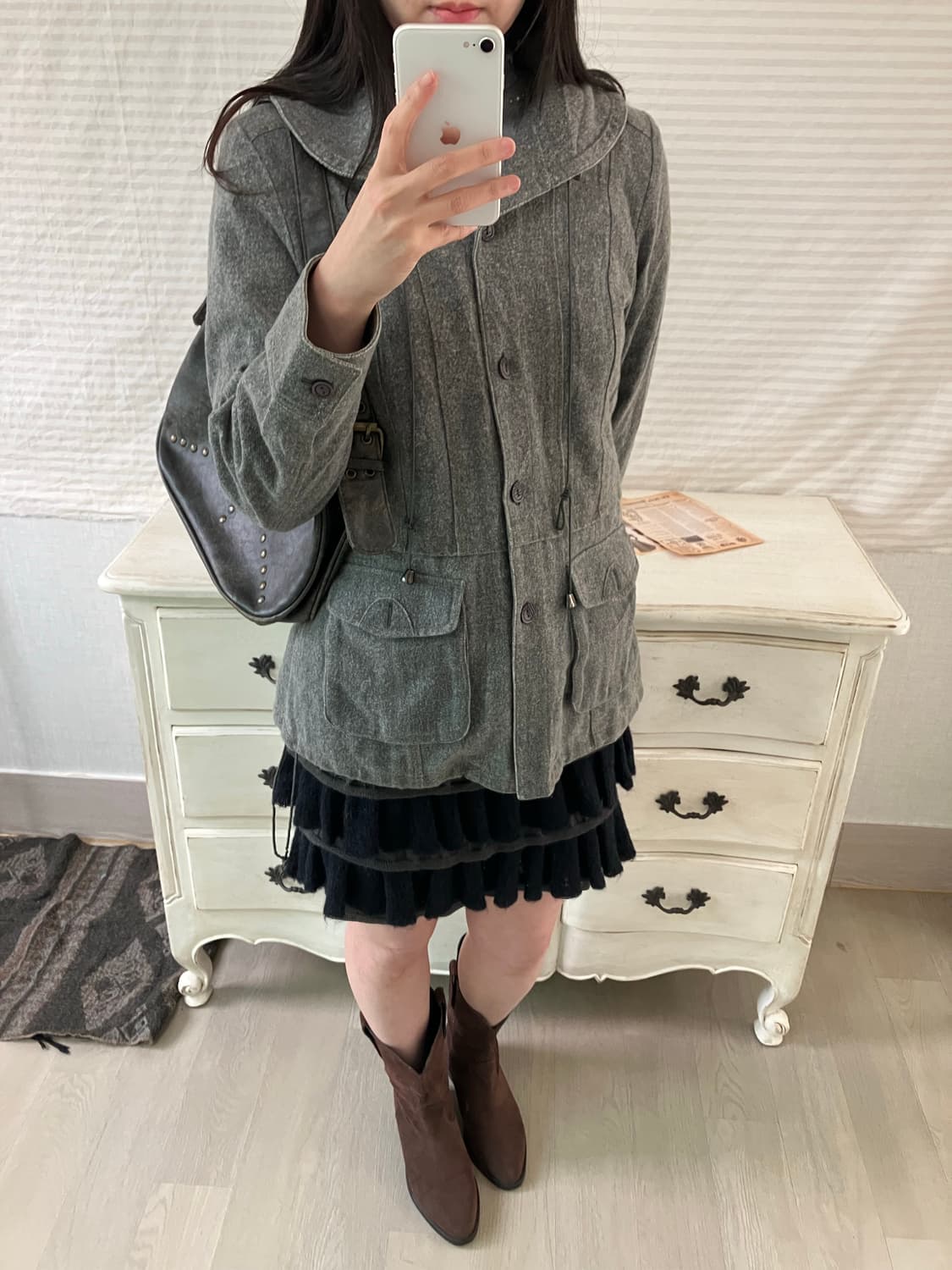 jpn vintage 차콜 스트링 자켓 y2k 스트릿 갸루 펑키 상품이미지5