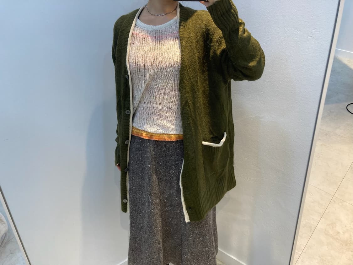 아이보리 포인트 올리브 니트 가디건 상품이미지1