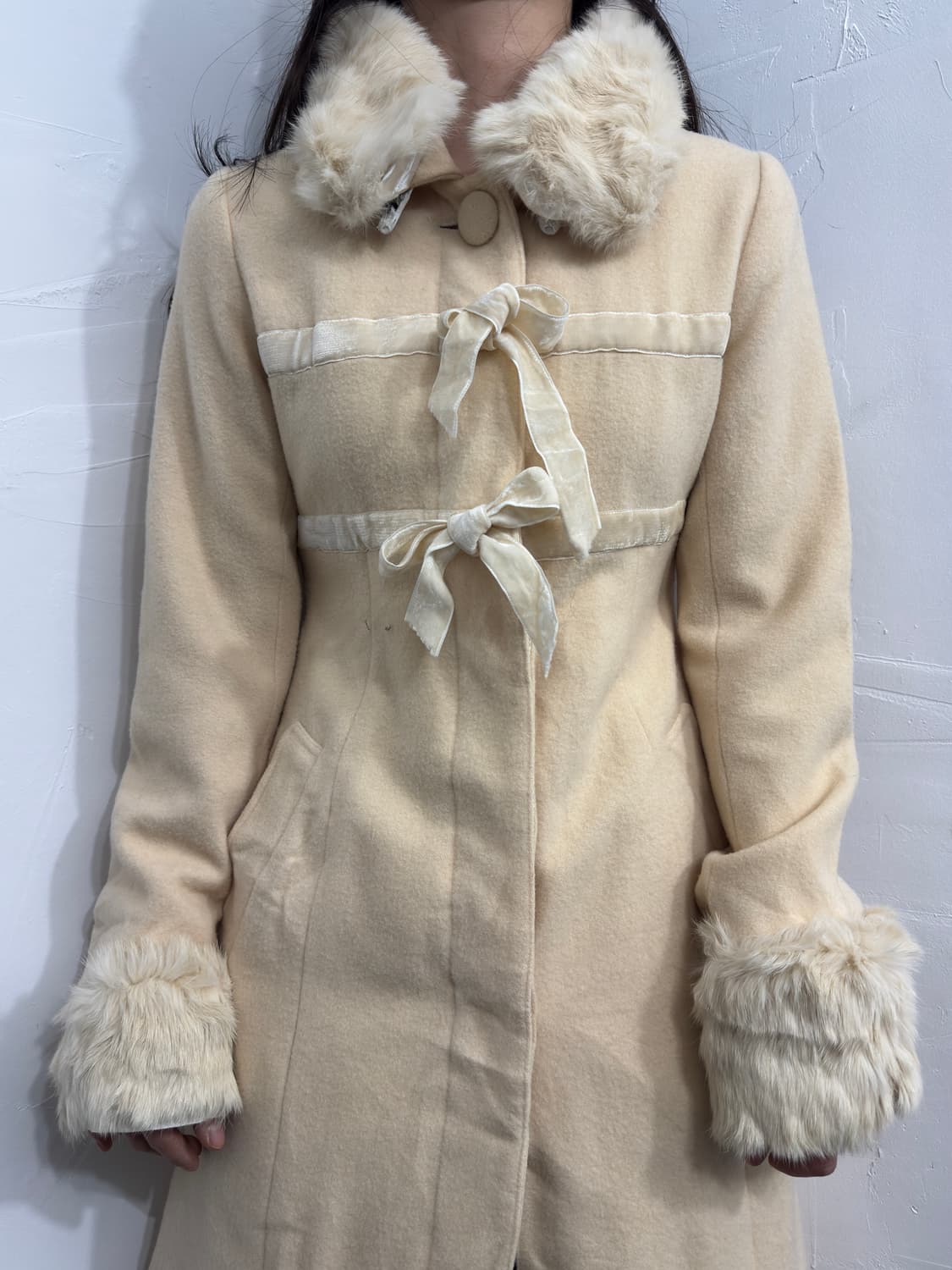 lest rose ribbon detail fur coat 상품이미지2