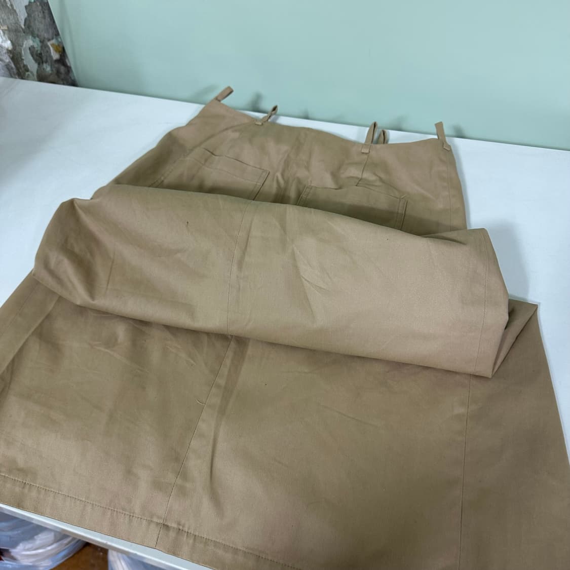 우먼L-XL 흐앤므 H&M 베이지 A라인 코튼 롱스커트 상품이미지5