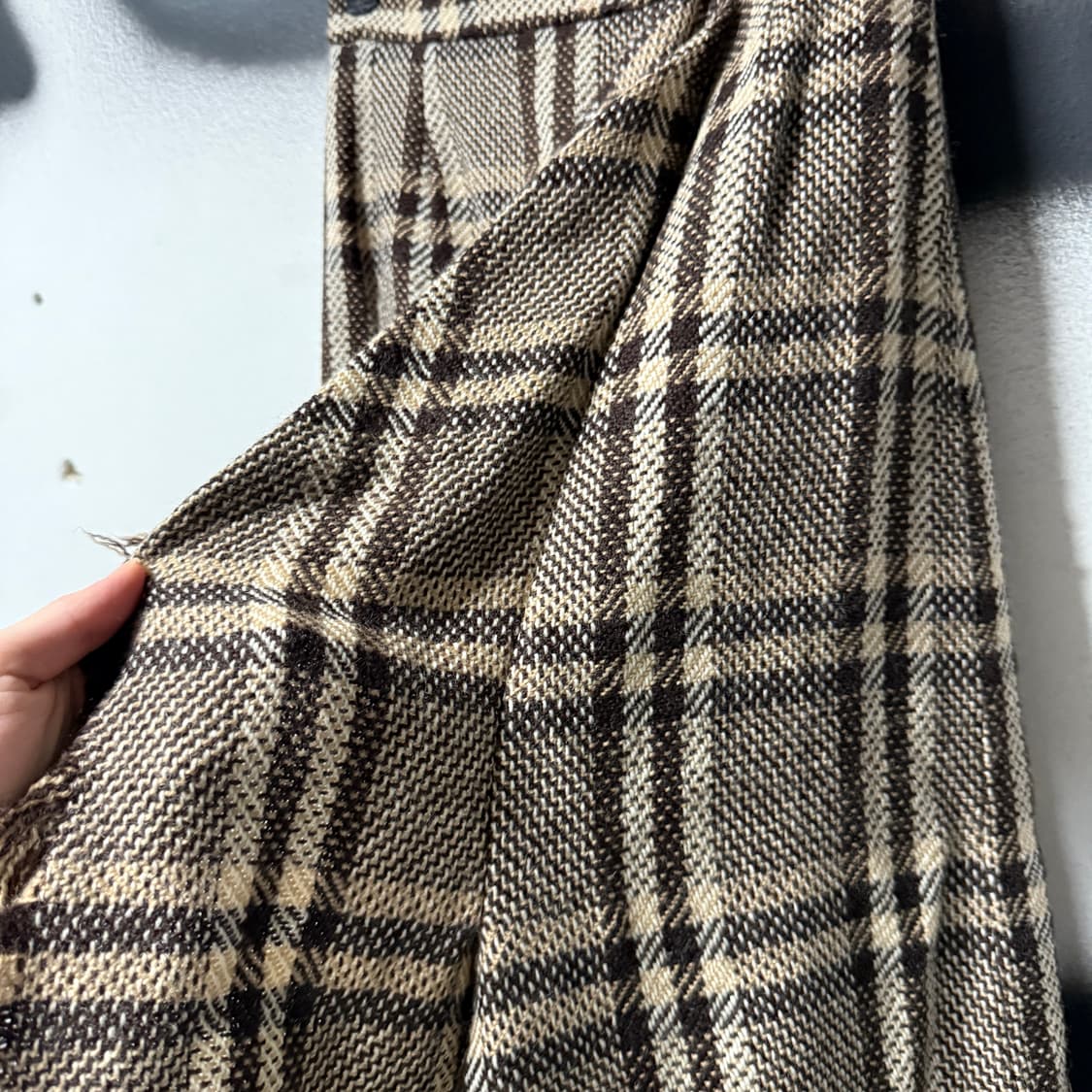 VTG 빈티지 울 혼방 레이어드 디테일 체크 스커트 상품이미지5