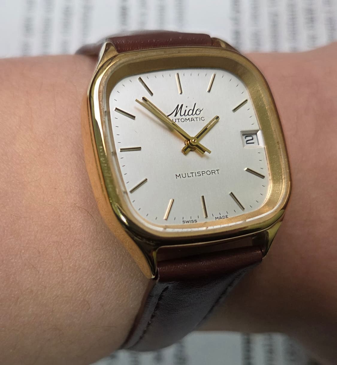 레어] 빈티지 미도(MIDO) 멀티스포트 사각탱크 실버판 필기체로고 오토 상품이미지10