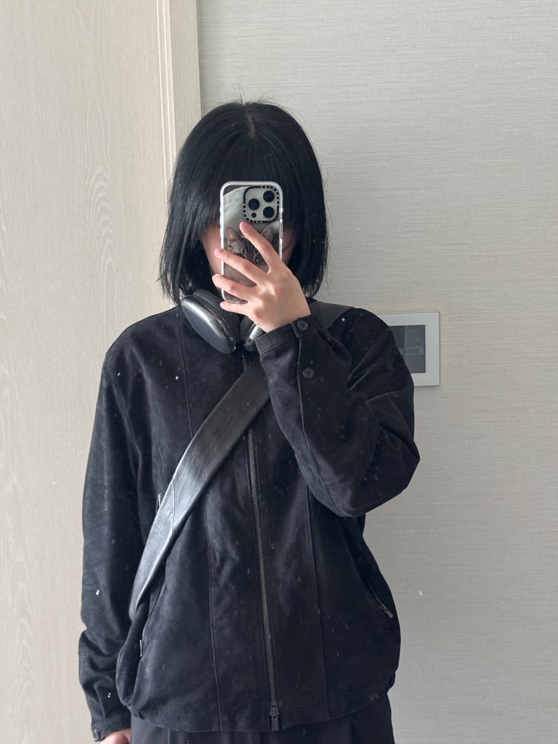 해칭룸 헤링턴 레더 스웨이드 자켓 다크네이비 2사이즈 상품이미지2