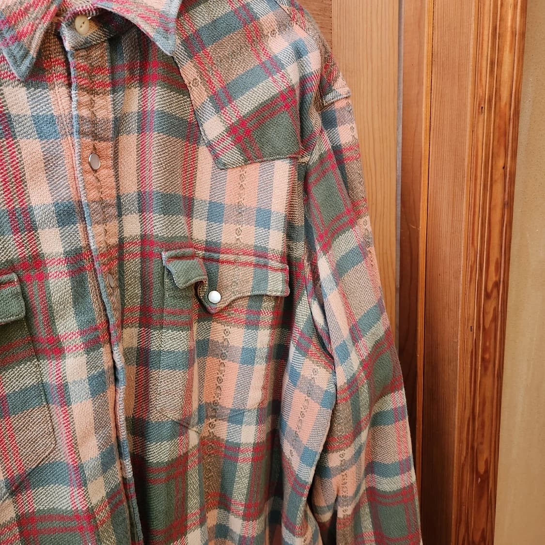 RRL 더블알엘 체크 플란넬 웨스턴 셔츠 세이지/핑크 상품이미지6