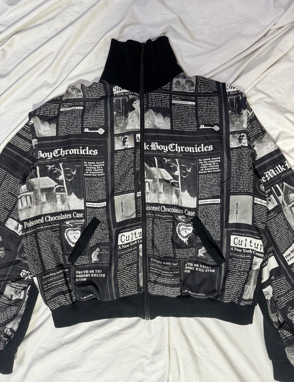 Milk boy 뉴스페이퍼 스웻 집업 자켓 y2k 펑크 존 갈리아노 상품이미지7