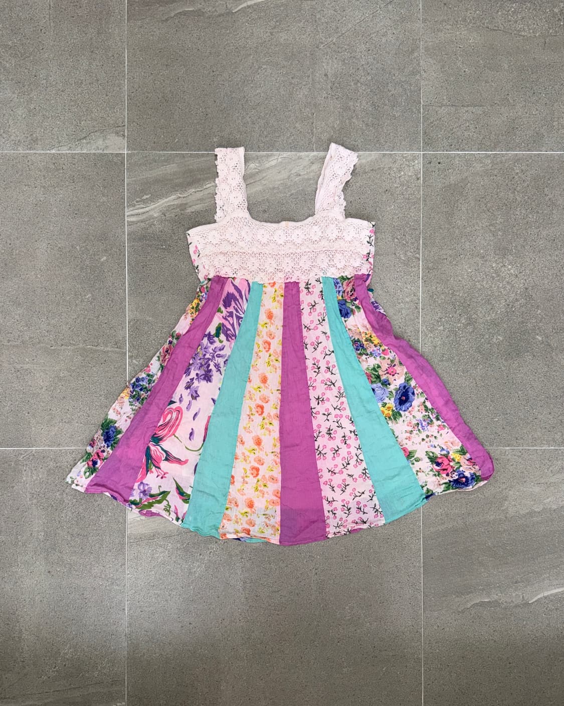 Baby pink flower patchwork crochet ops 상품이미지1
