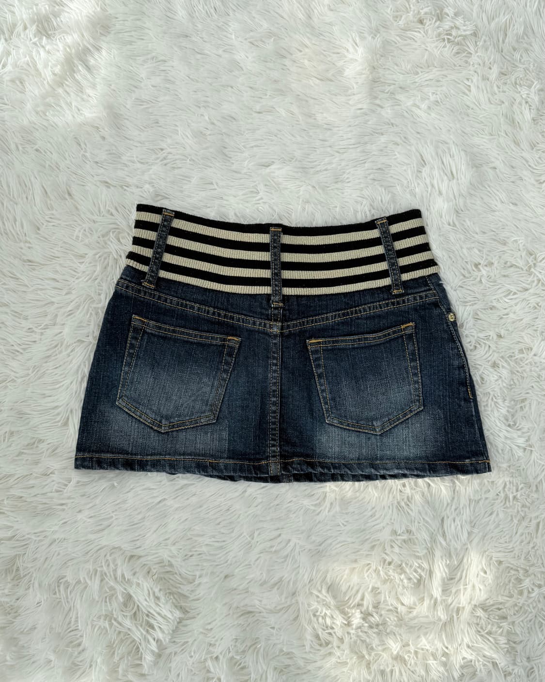스트라이프 밴드 미니 데님 스커트 상품이미지2