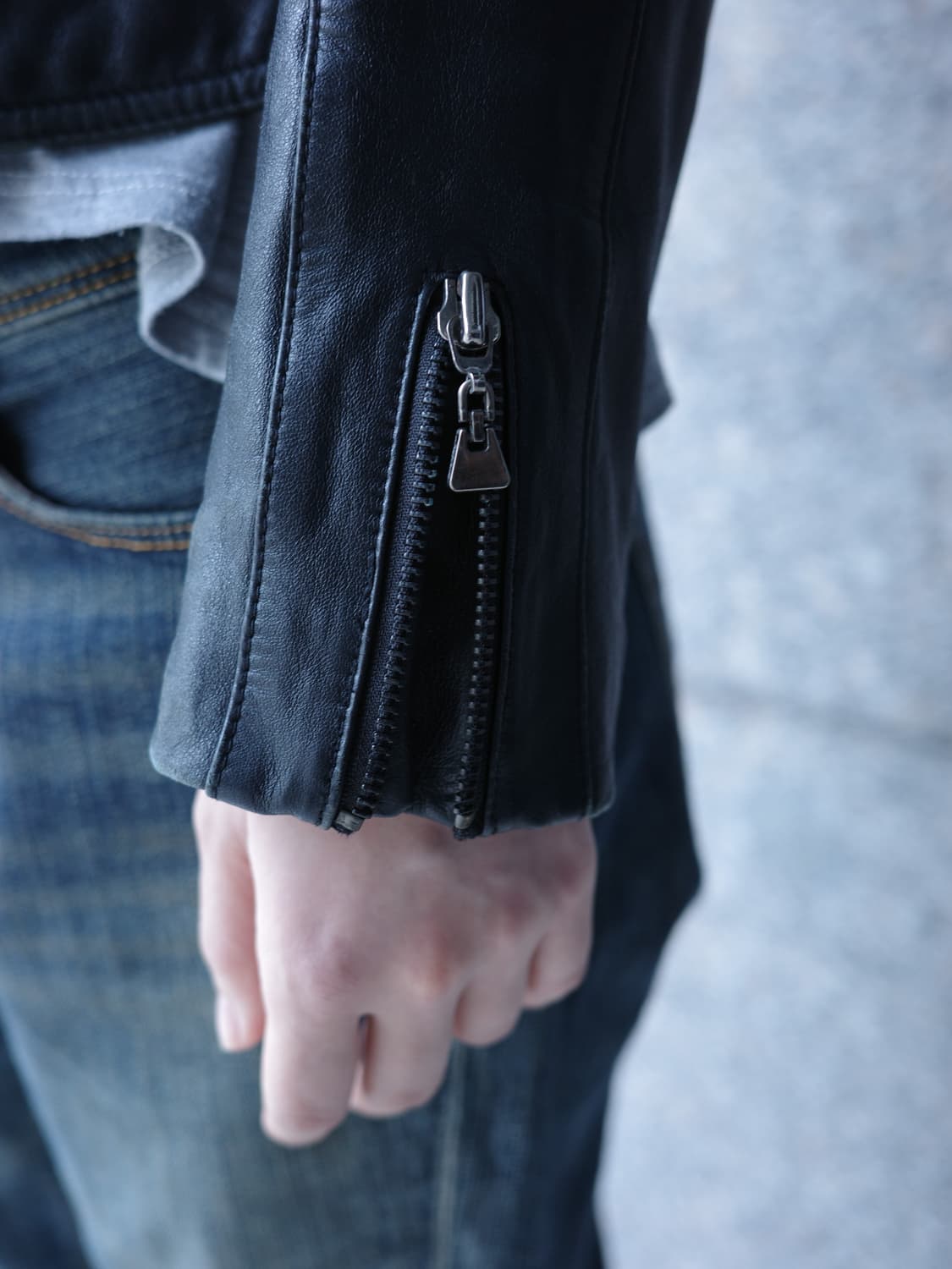 빈티지 블랙 리얼레더 양가죽 라이더 자켓 상품이미지6