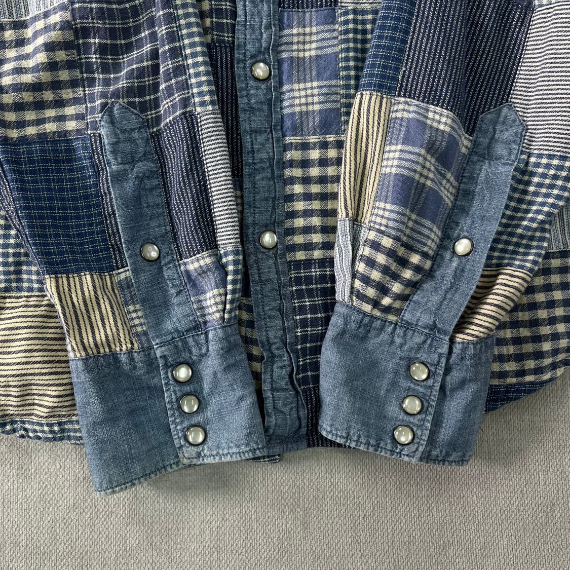 100 폴로 데님앤서플라이 패치워크 데님 셔츠 상품이미지5