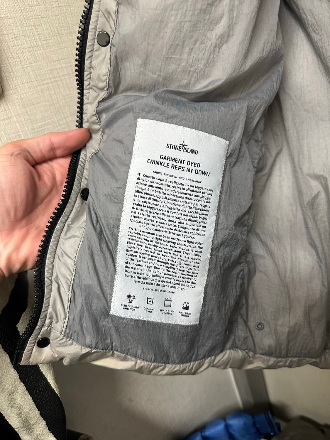 스톤아일랜드 패딩 자켓 그레이 garment dyed S(95-100) 상품이미지6