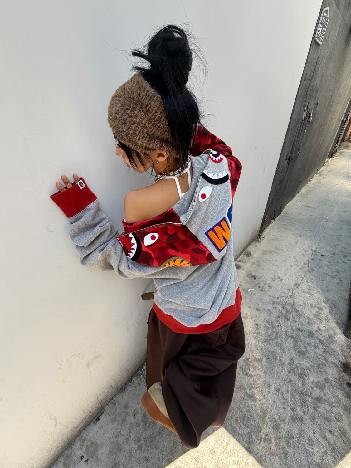 베이프 레드카모 샤크 투웨이 후드집업 상품이미지3