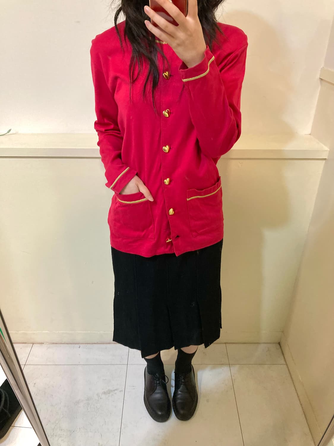 엘르 ELLE 핑크 하트버튼 가디건 상품이미지8