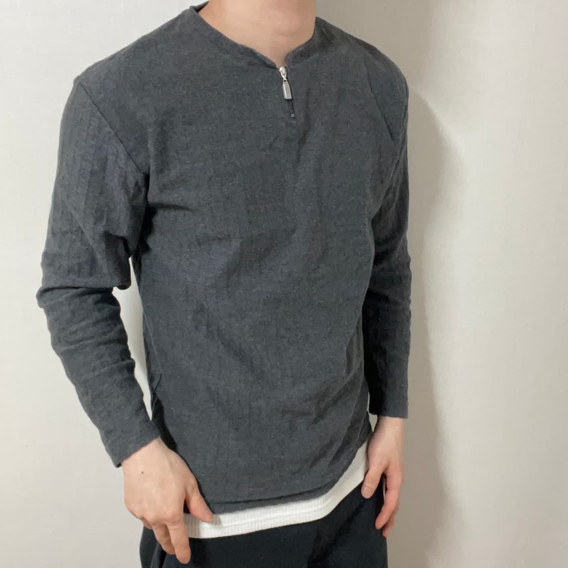 YOHJI YAMAMOTO GRAY HALF ZIP LONG SLEEVE 상품이미지3