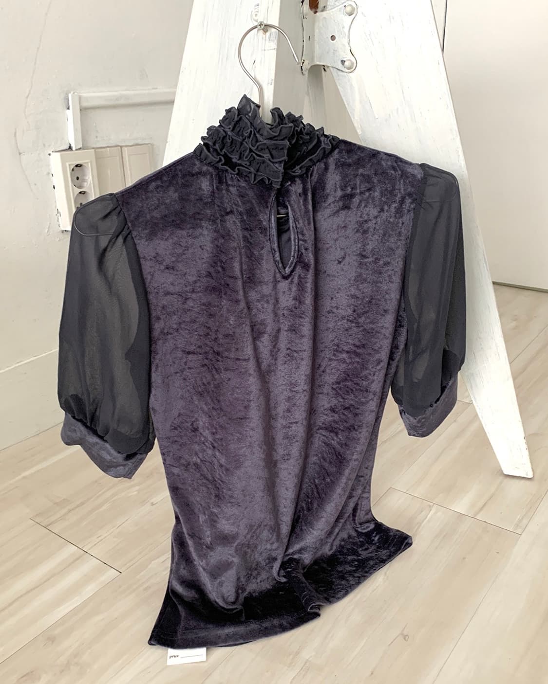 Muted purple ruffle velvet blouse 상품이미지8