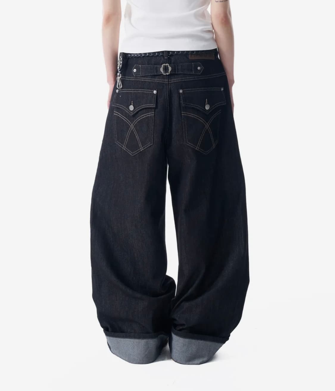 아캄 Cinch Back Denim Pants (Black) 1 상품이미지4