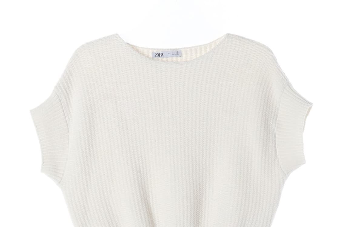 ZARA 텍스처드 크롭 숏슬리브 니트 L 상품이미지3