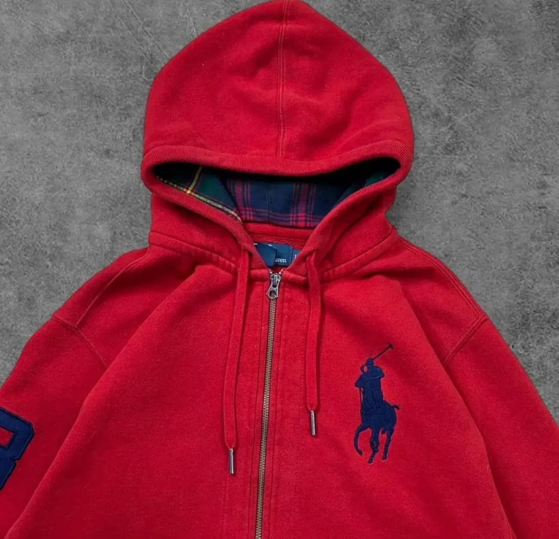 폴로 빅포니 레드 후드집업 M 상품이미지1