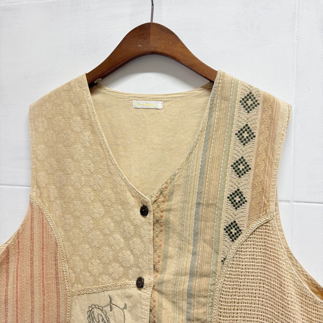 패턴 패치워크 에스닉 자수 빈티지 베스트 JPN 상품이미지2