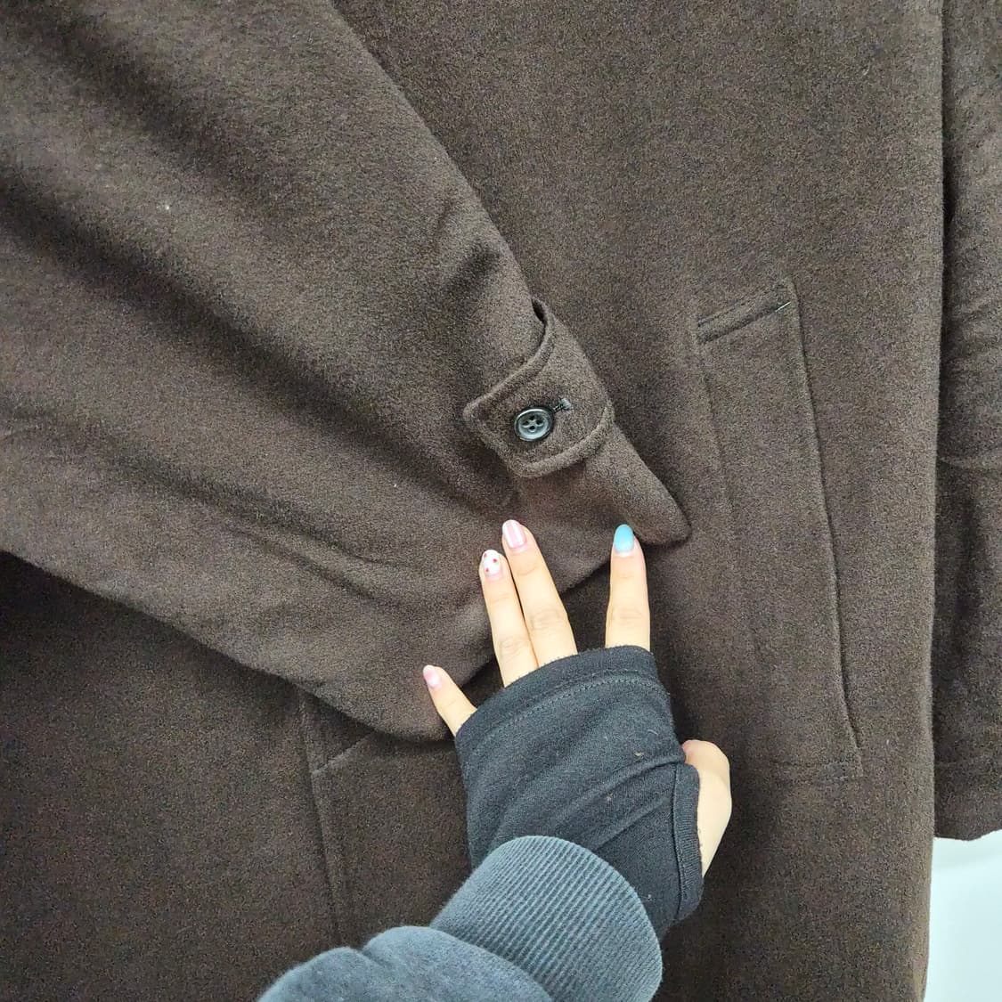 캐시미어 100% 브라운 롱 코트 남성 M 상품이미지3