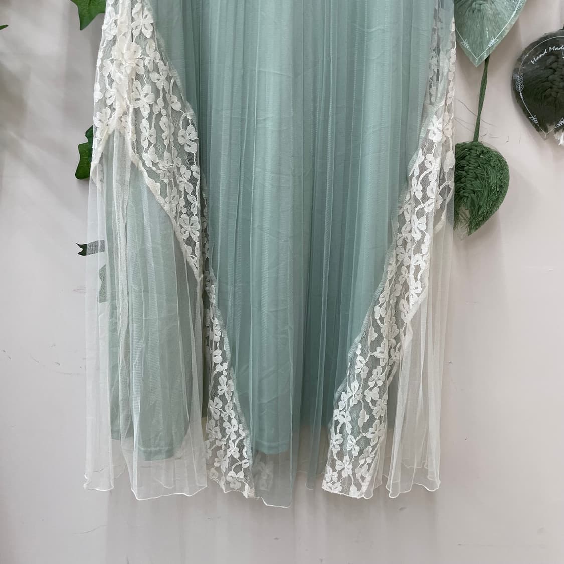 쉬폰 풀밴딩 민트 레이스 샤 롱 스커트 상품이미지3